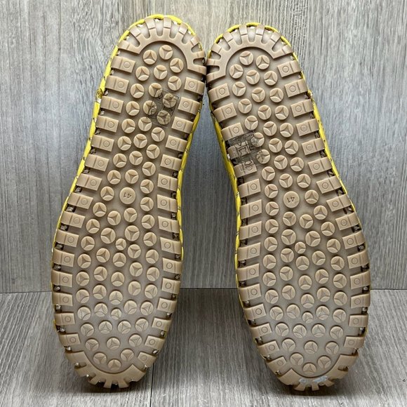 Gelato Shoes Womens Size 41 Laser Cut Perforated Lace Up Flats Leather Yellow - Picture 11 of 12